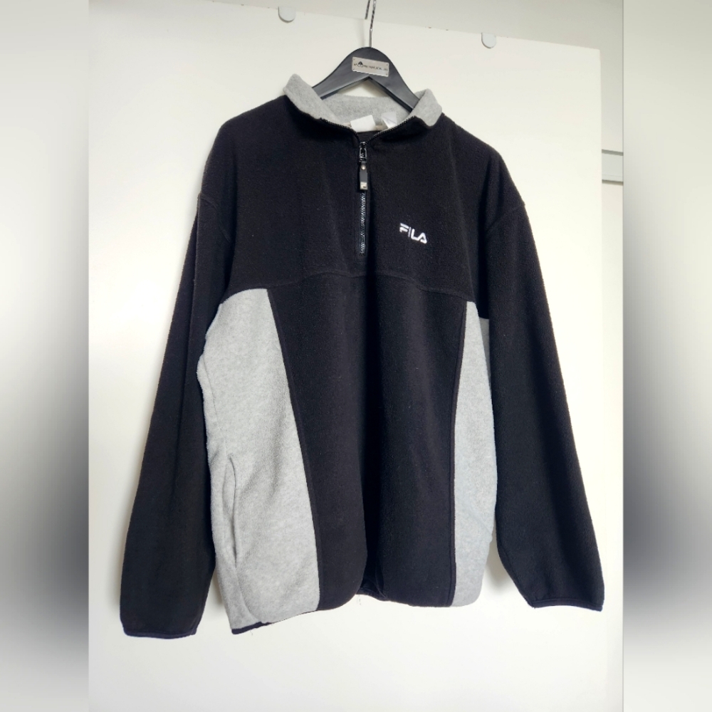 FILA 1/4 Zip Fleece (Black & Grey, Size L)